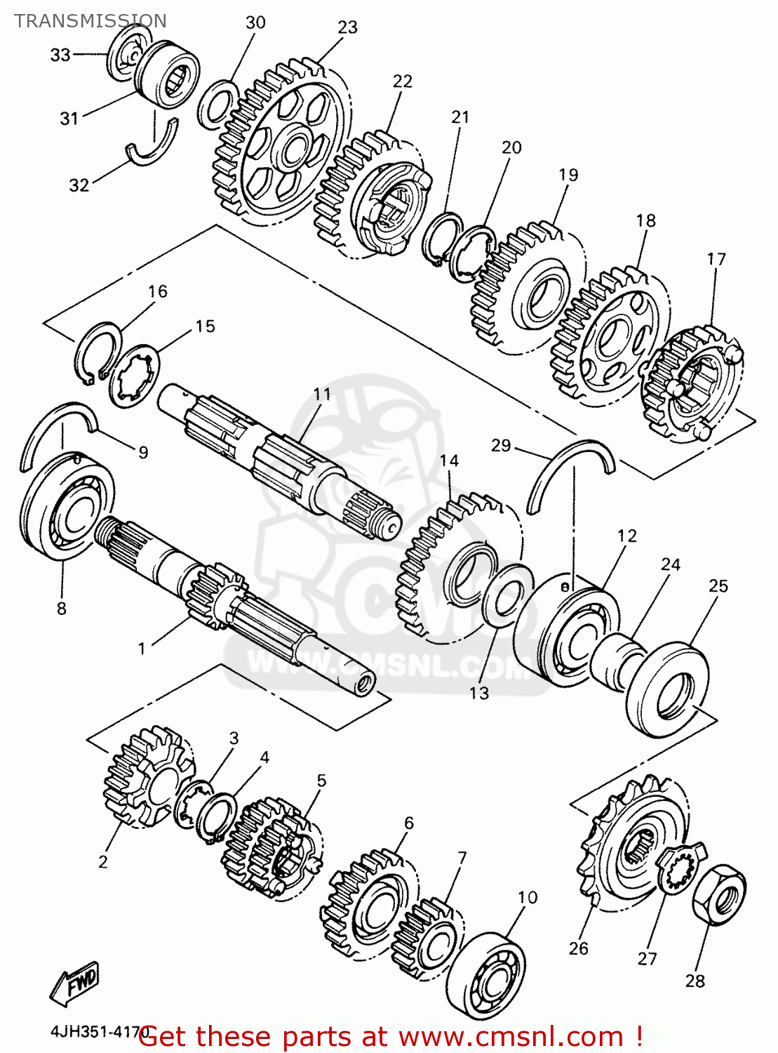 Yamaha YZF600R 2001 4TVB ENGLAND 114TV300E1 TRANSMISSION buy original TRANSMISSION spares online