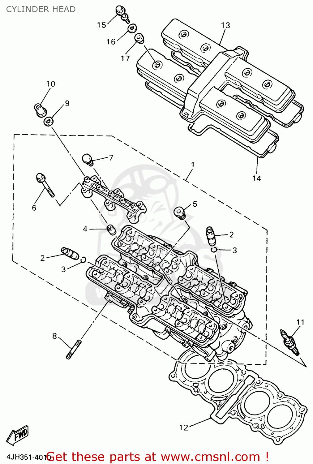 Yamaha YZF600R 2001 4TVB HOLLAND 114TV-300E1 CYLINDER HEAD - buy ...