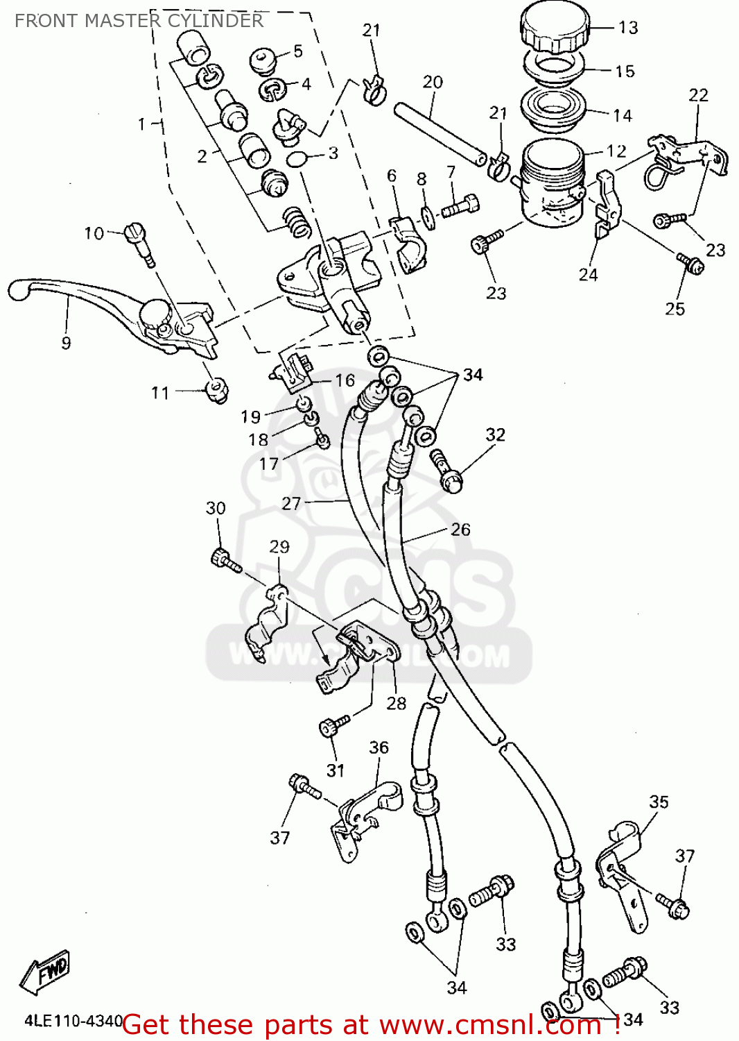 Yamaha YZF750R 1994 (R) USA FRONT MASTER CYLINDER - buy original FRONT ...