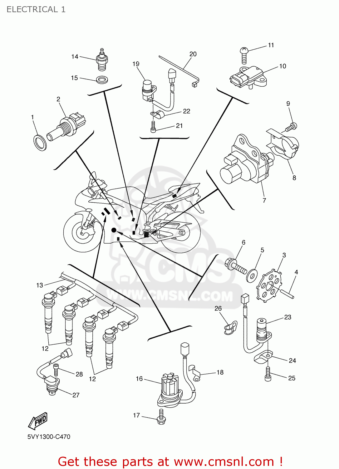 Yamaha YZF-R1 2004 5VY1 PORTUGAL 1C5VY-300E1 ELECTRICAL 1 - buy ...