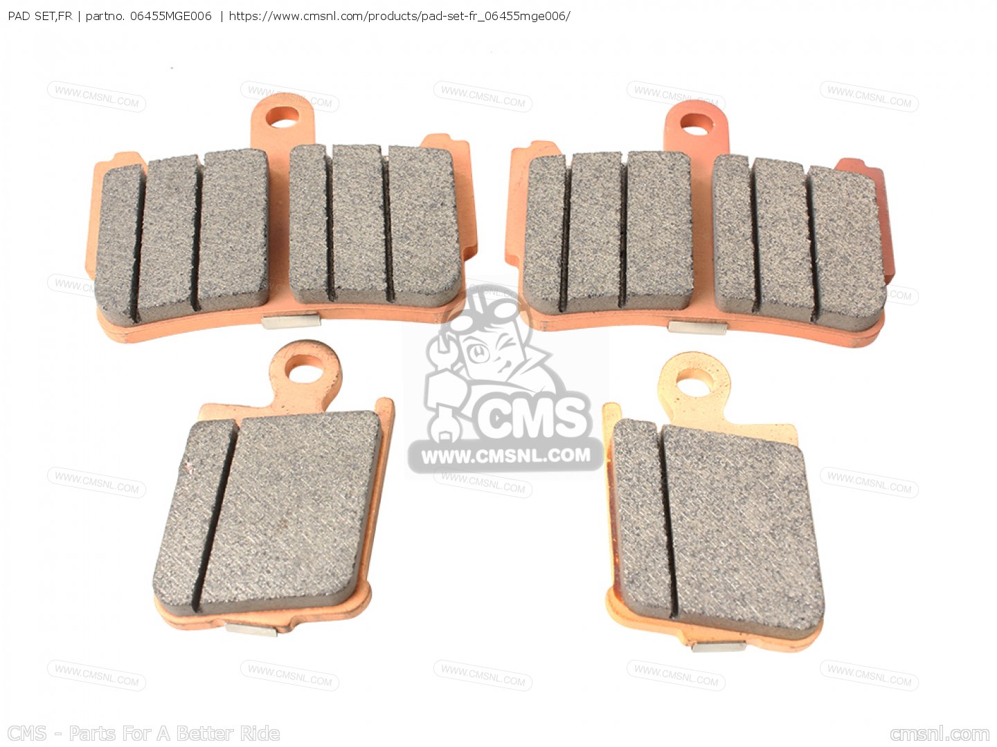 06455MGE006 (06455-mge-016) Pad Set,fr Honda - 06455-MGE-006