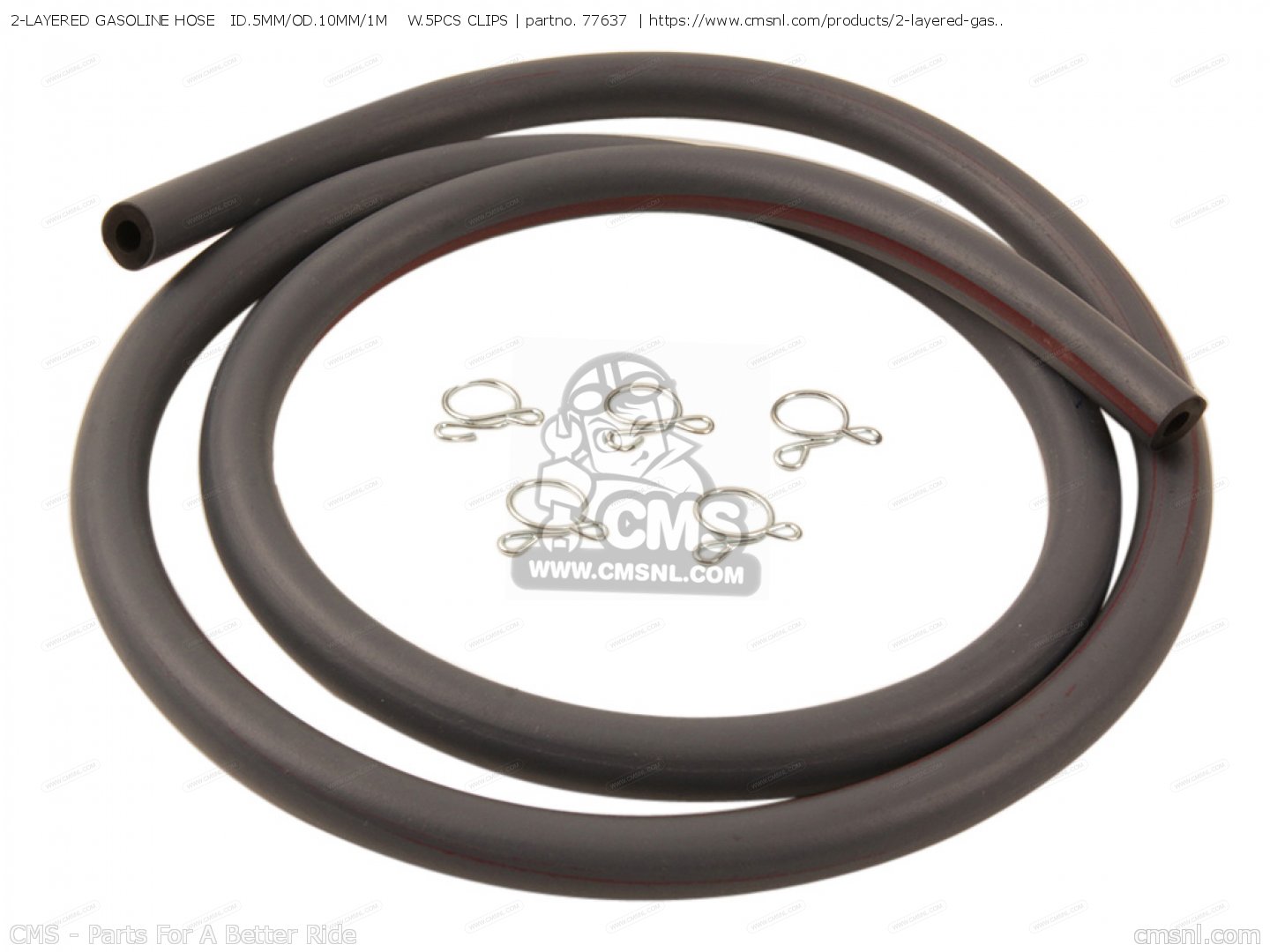77637 2layered Gasoline Hose Id.5mm/od.10mm/1m W.5pcs Clips Daytona
