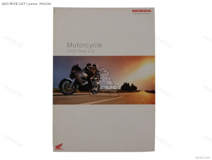 Honda 2003 PRICE LIST MCL03A