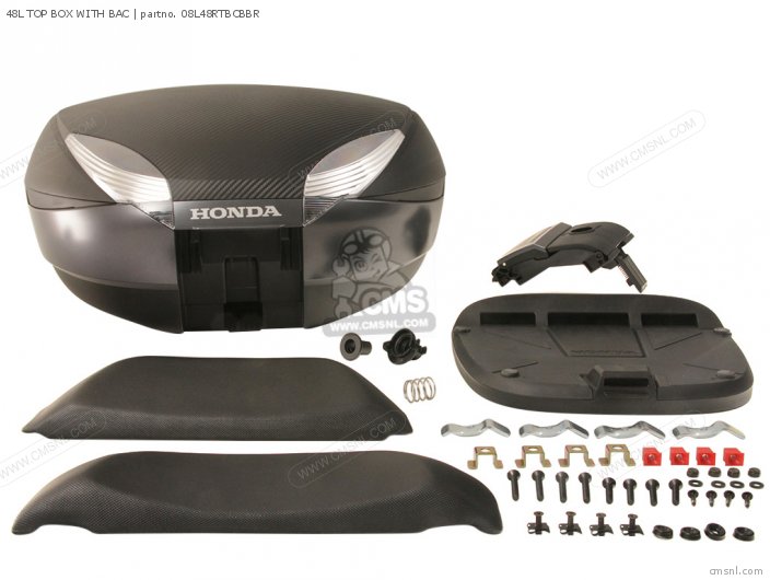 Honda 48L TOP BOX WITH BACK REST AND MOUNTING PLATE 08L48RTBCBBR