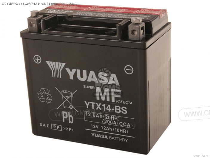 Battery Assy (12v) Ytx14-bs photo
