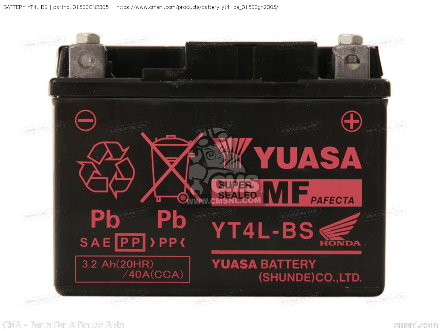 31500GN2305: Battery Yt4l-bs Honda - buy the 31500-GN2-305 at CMSNL