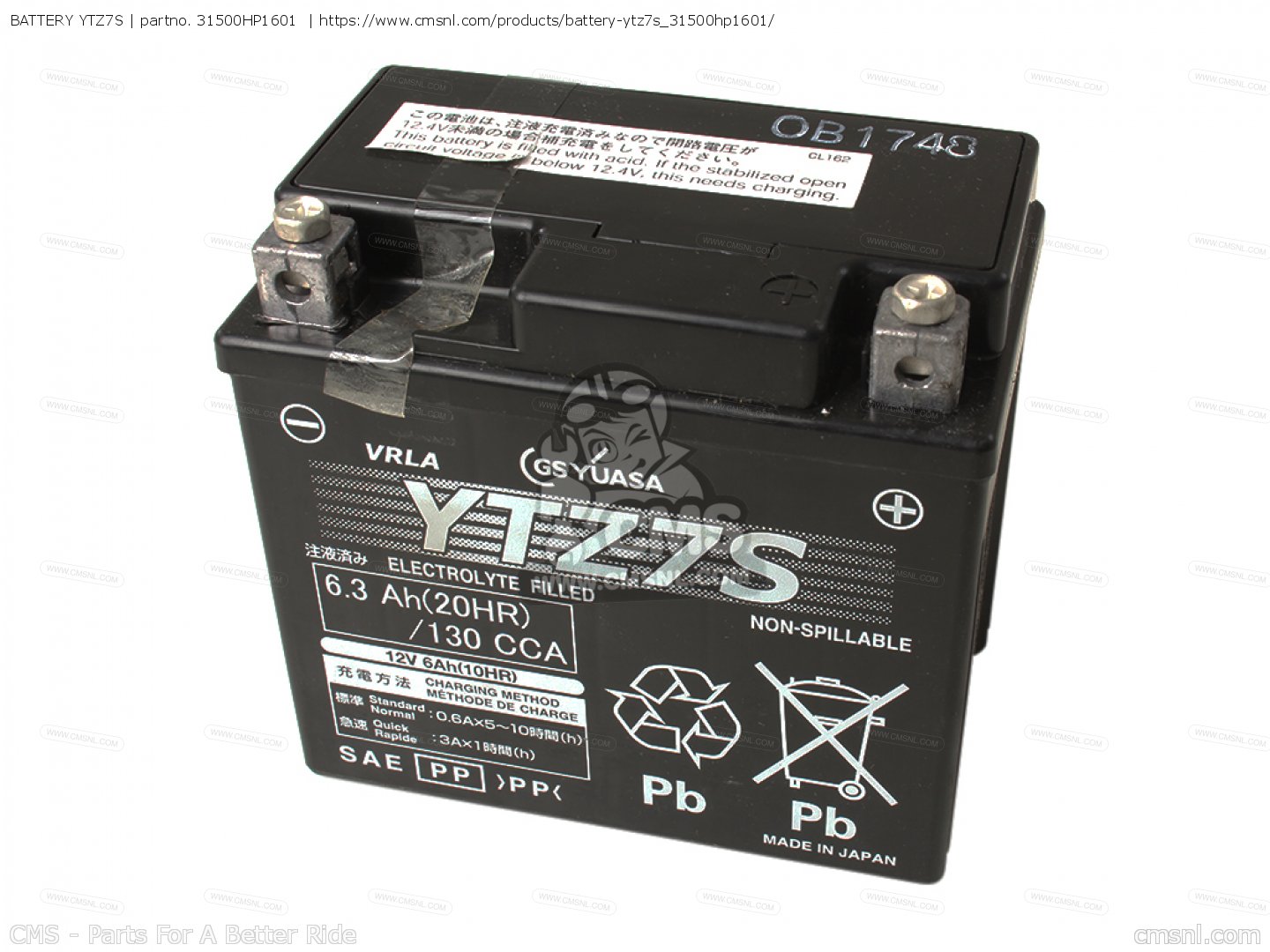 31500HP1601 Battery Ytz7s Honda 31500HP1601