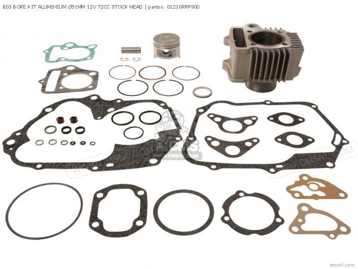 Honda BIG BORE KIT ALUMINIUM 51MM 12V 72CC STOCK HEAD 01210RRP900