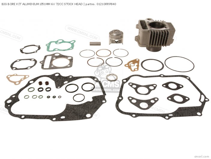 Honda BIG BORE KIT ALUMINIUM 51MM 6V 72CC STOCK HEAD 01210RRP840