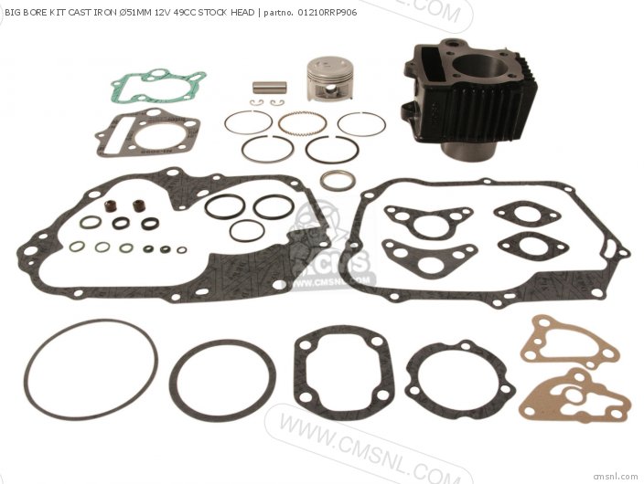 Honda BIG BORE KIT CAST IRON 51MM 12V 49CC STOCK HEAD 01210RRP906