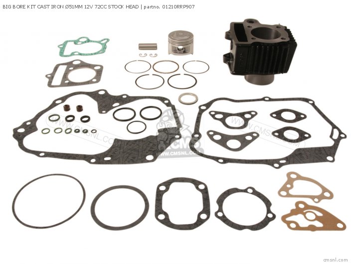 Honda BIG BORE KIT CAST IRON 51MM 12V 72CC STOCK HEAD 01210RRP907