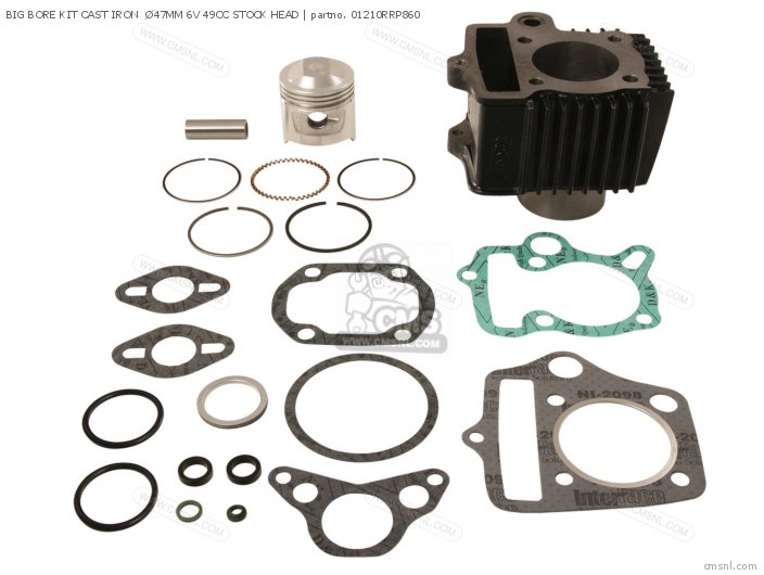 Honda BIG BORE KIT CAST IRON  47MM 6V 49CC STOCK HEAD 01210RRP860