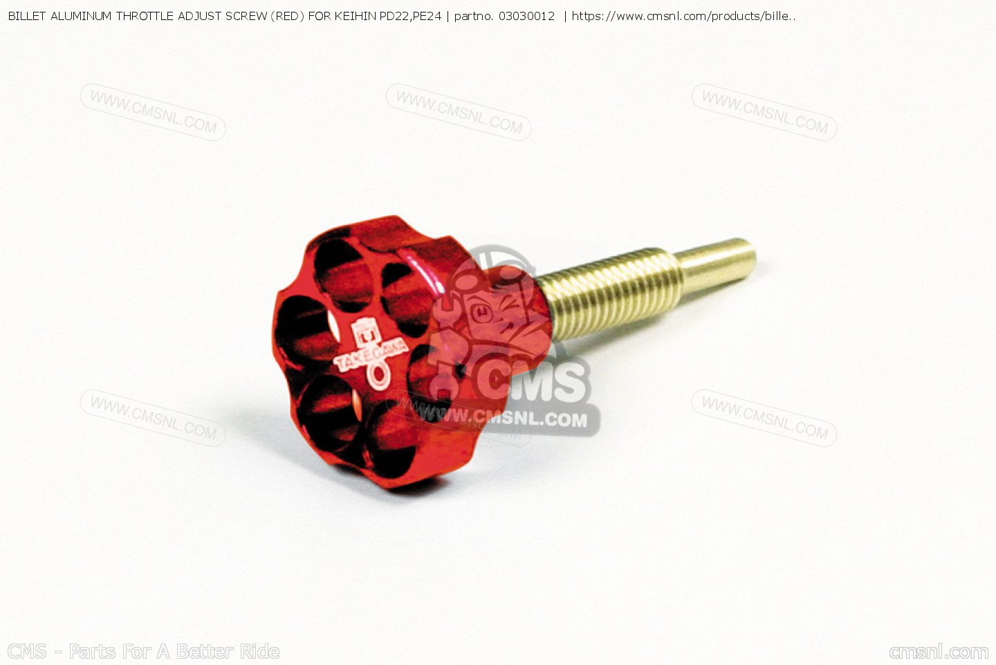 03030012 Billet Aluminum Throttle Adjust Screw (red) For Keihin Pd22