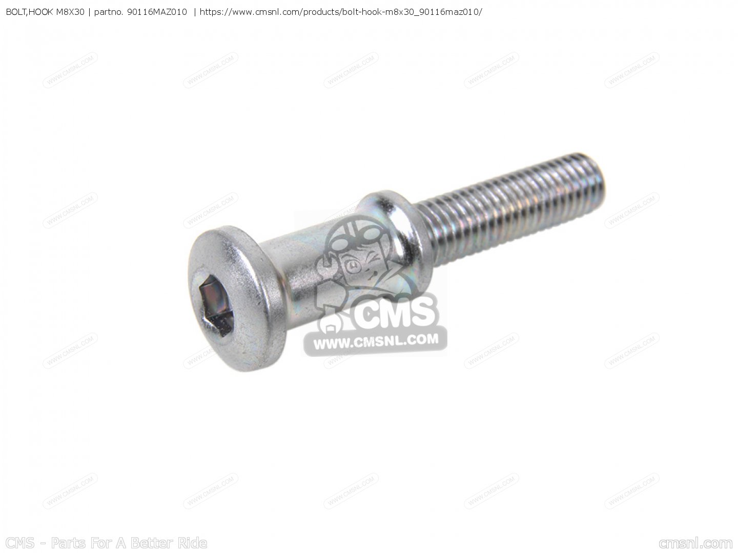 90116MAZ010: Bolt,hook M8x30 Honda - buy the 90116-MAZ-010 at CMSNL