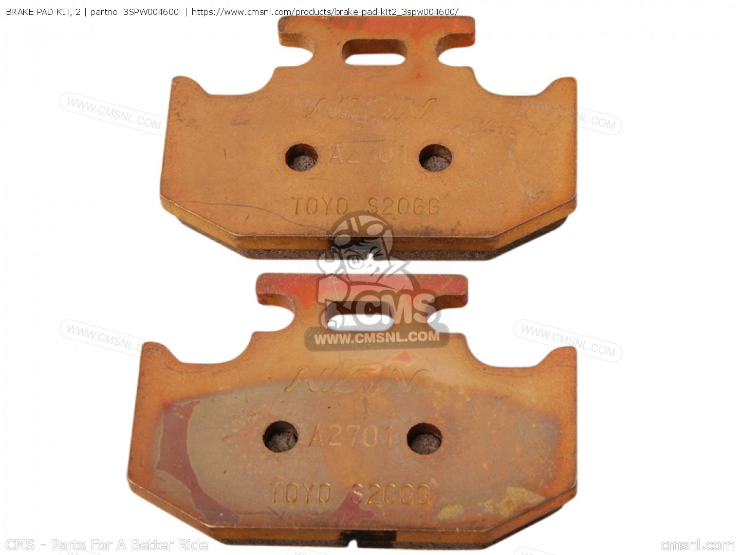 3SPW004600 Brake Pad Kit, 2 (mca) Yamaha buy the 3SPW004600 at CMSNL