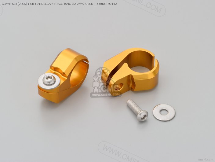 Clamp Set(2pcs) For Handlebar Brace Bar, 22.2mm, Gold photo