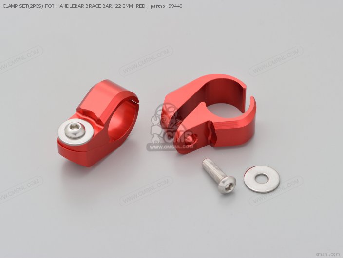 Clamp Set(2pcs) For Handlebar Brace Bar, 22.2mm, Red photo