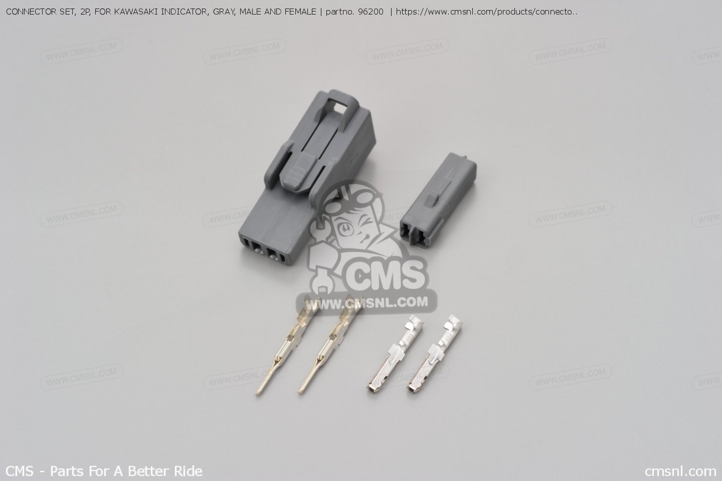 96200 Connector Set, 2p, For Kawasaki Indicator, Gray, Male And Female