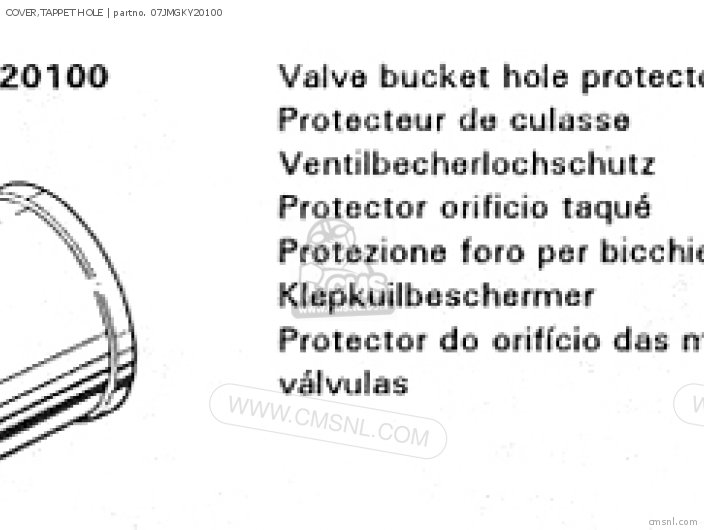 Honda COVER,TAPPET HOLE 07JMGKY20100