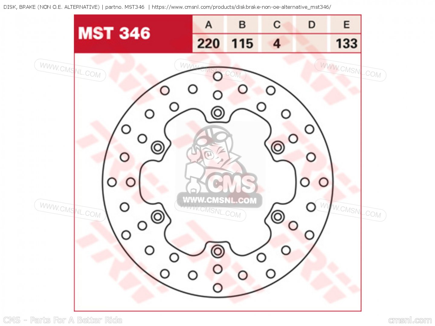 MST346 Disk, Brake Yamaha buy the MST346 at CMSNL