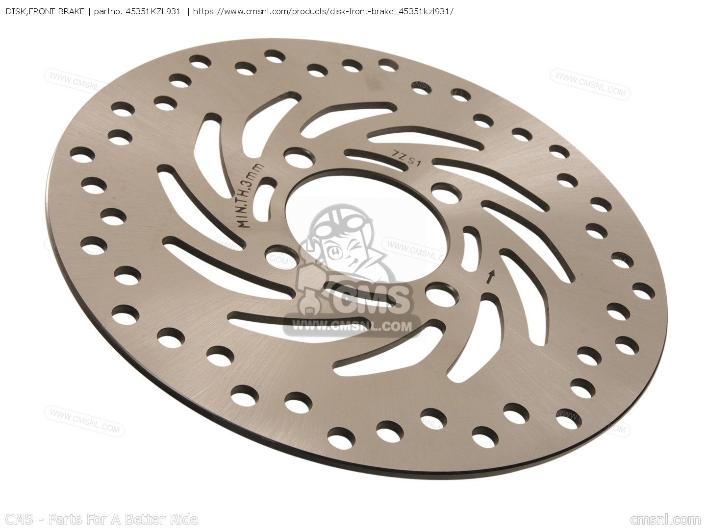 45351KZL931: DISK,FRONT BRAKE Honda - buy the 45351-KZL-931