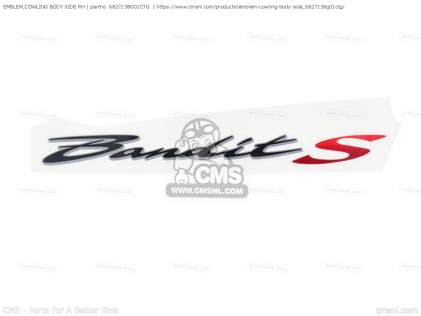 6827138G01CTG: Emblem,cowling Body Side Rh Suzuki - buy the 68271-38G01 ...