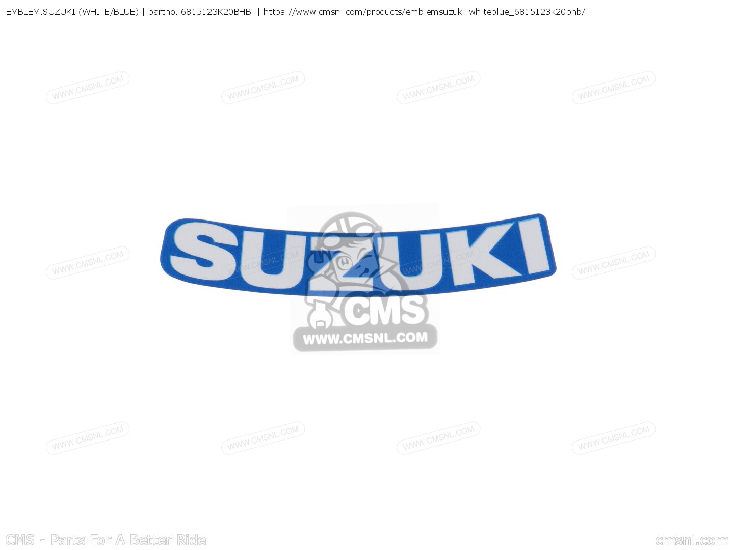 6815123K20BHB: Emblem.suzuki (white/blue) Suzuki - buy the 68151-23K20 ...