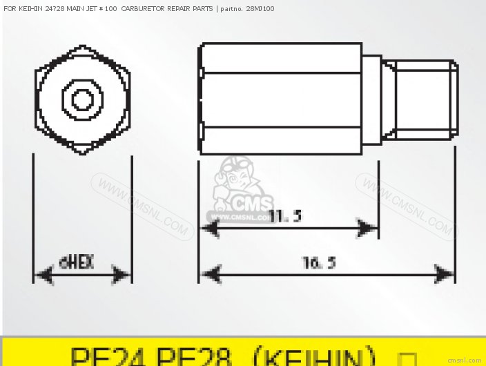 Takegawa FOR KEIHIN 24?28 MAIN JET #100  CARBURETOR REPAIR PARTS 28MJ100