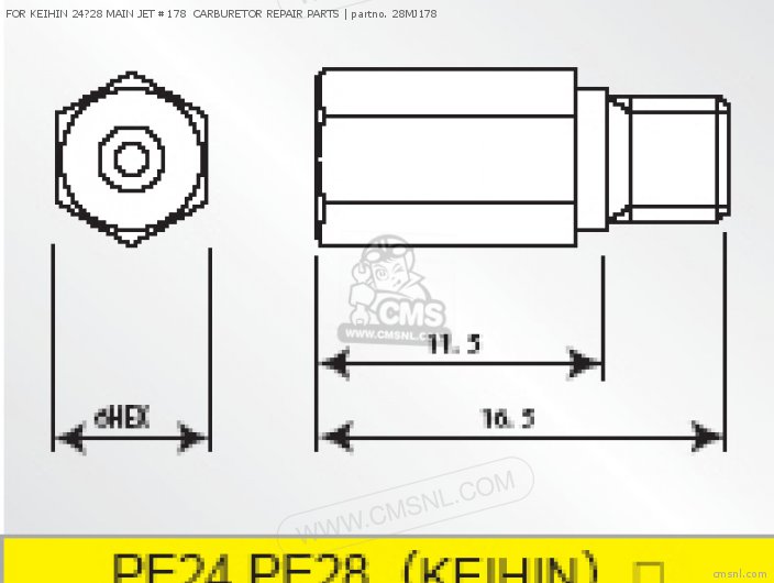 Takegawa FOR KEIHIN 24?28 MAIN JET #178  CARBURETOR REPAIR PARTS 28MJ178