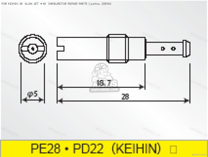 Takegawa FOR KEIHIN 28  SLOW JET  #40  CARBURETOR REPAIR PARTS 28PJ40