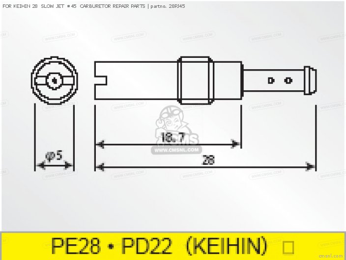 Takegawa FOR KEIHIN 28  SLOW JET  #45  CARBURETOR REPAIR PARTS 28PJ45