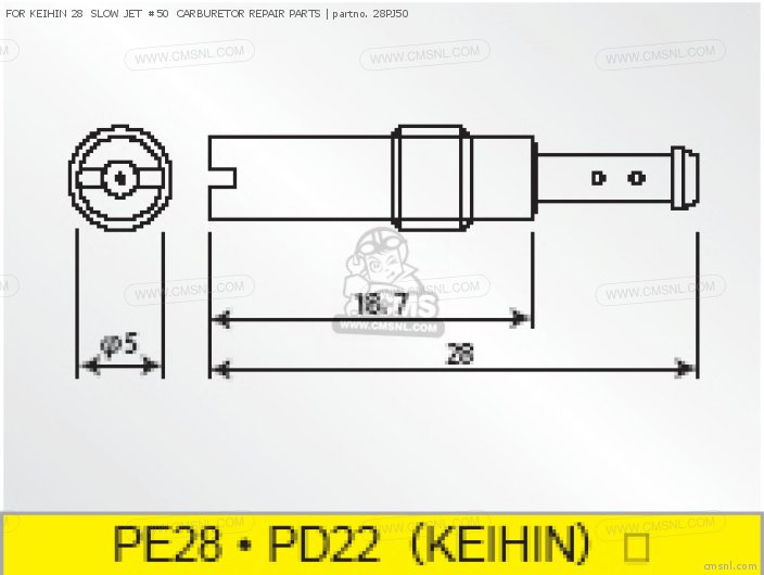 Takegawa FOR KEIHIN 28  SLOW JET  #50  CARBURETOR REPAIR PARTS 28PJ50