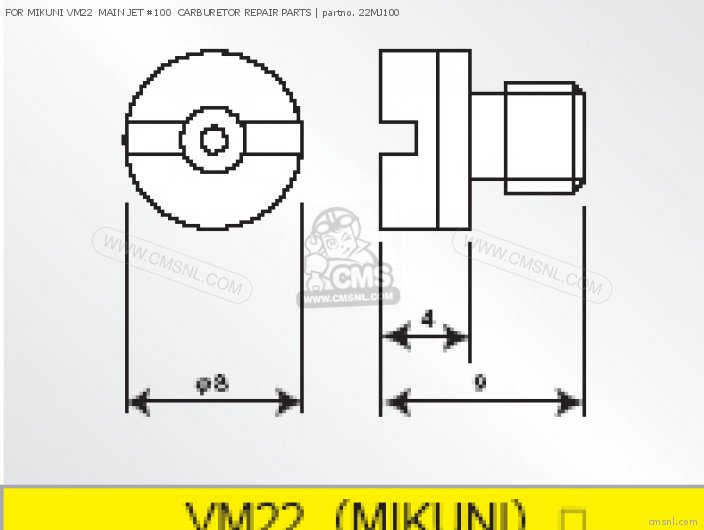 Takegawa FOR MIKUNI VM22  MAIN JET #100  CARBURETOR REPAIR PARTS 22MJ100