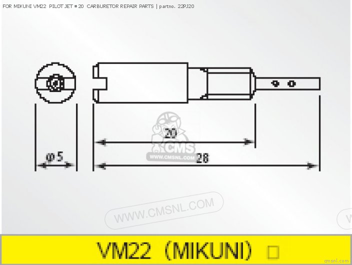 Takegawa FOR MIKUNI VM22  PILOT JET #20  CARBURETOR REPAIR PARTS 22PJ20