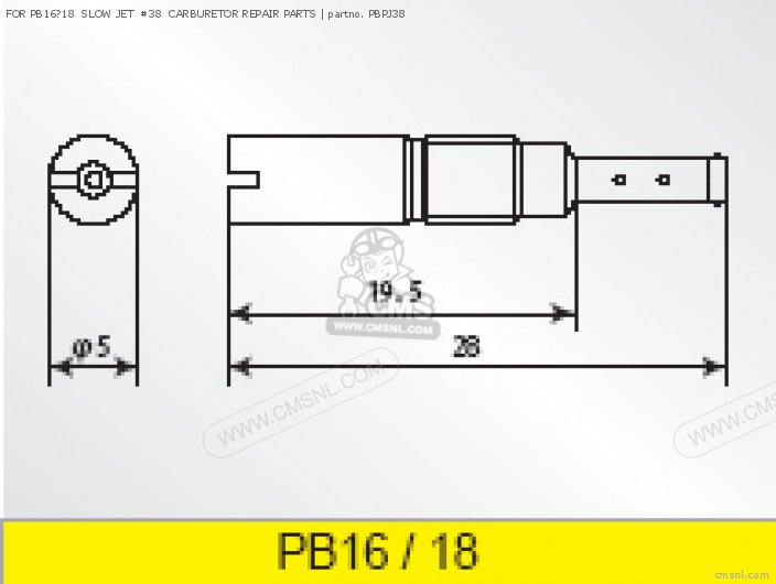 Takegawa FOR PB16?18  SLOW JET  #38  CARBURETOR REPAIR PARTS PBPJ38