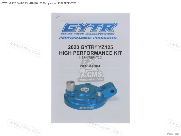 Yamaha GYTR YZ125 OWNERS MANUAL 2020 1SRHIPERKTM0