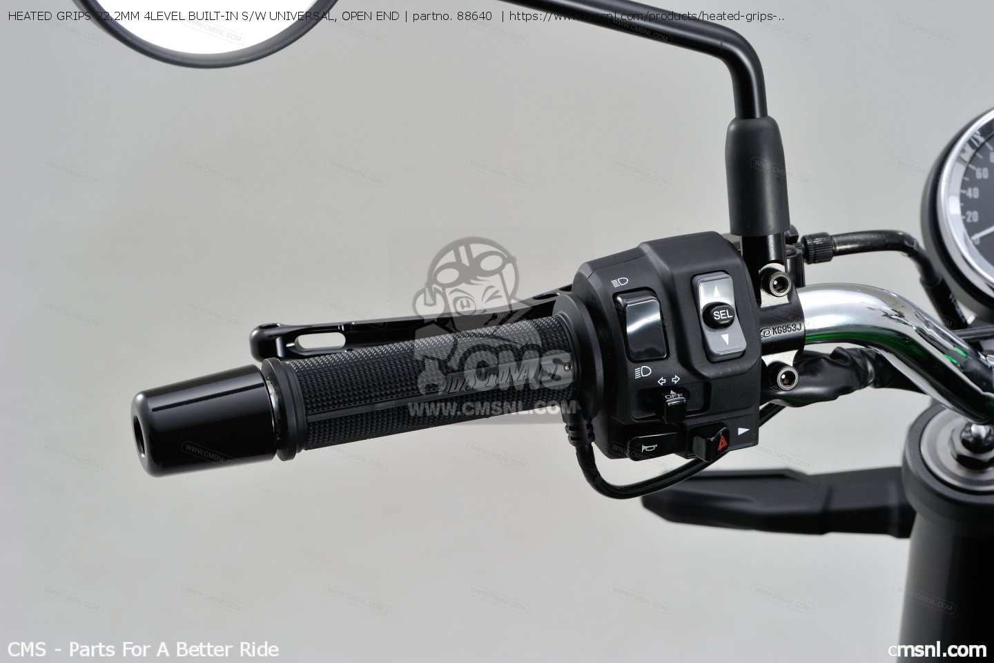 88640 Heated Grips 7/8 4level Builtin S/w Universal, Open End Daytona