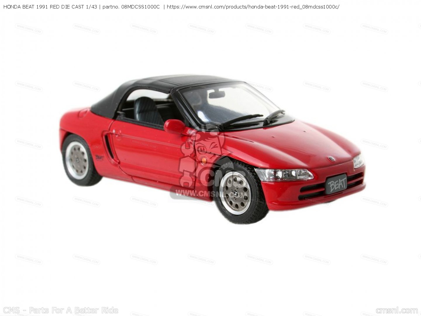 Honda Beat 1991 Red Die Cast 1/43 Scale Models 08MDCSS1000C