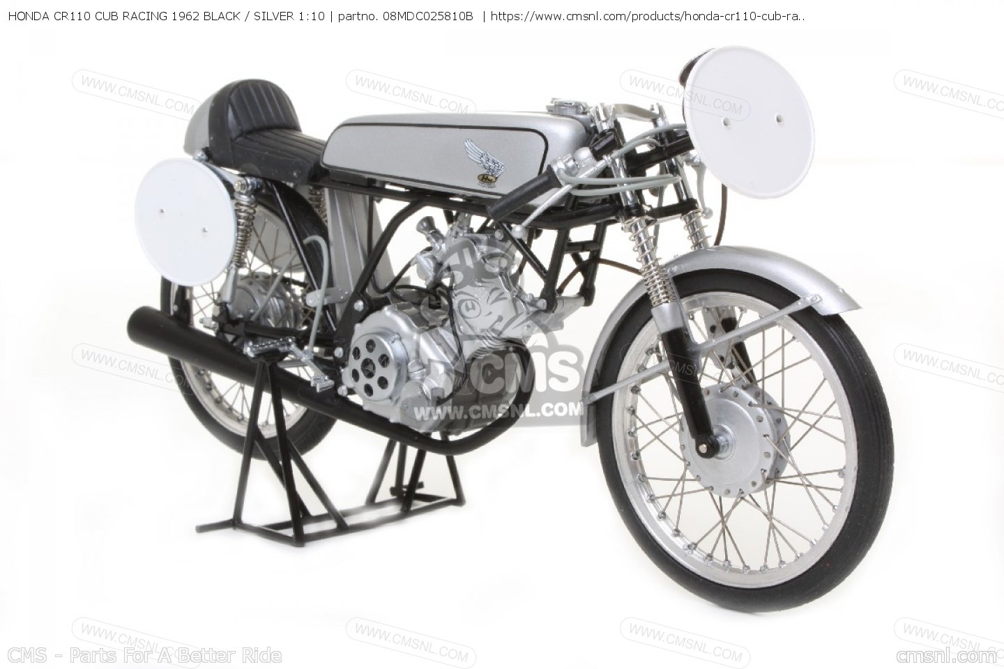 08MDC025810B: HONDA CR110 CUB RACING 1962 BLACK / SILVER 1:10