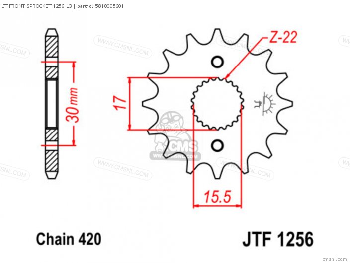 Tsubaki JT FRONT SPROCKET 1256.13 5810005601