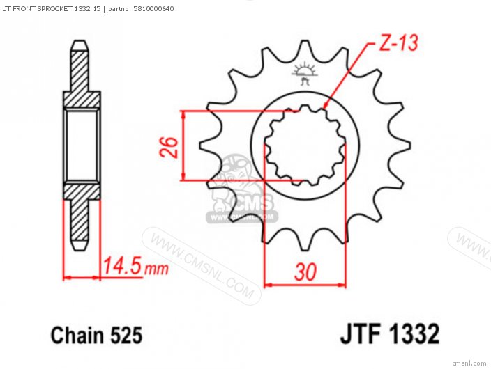 Tsubaki JT FRONT SPROCKET 1332.15 5810000640