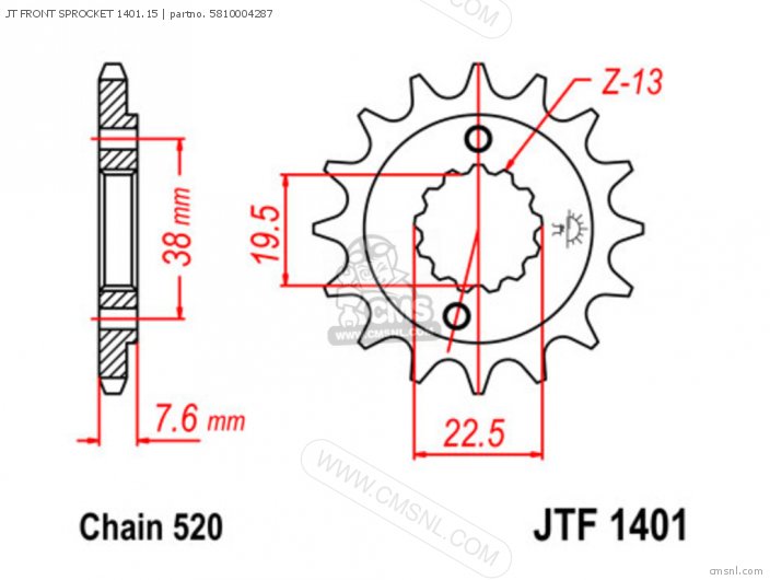 Tsubaki JT FRONT SPROCKET 1401.15 5810004287