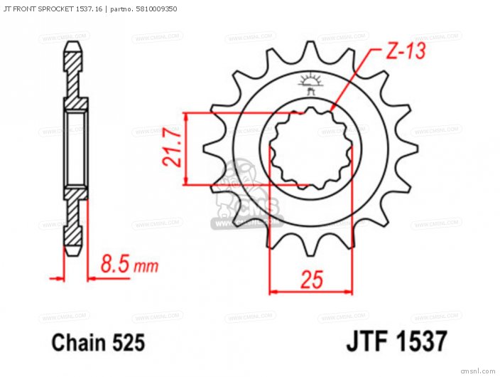 Tsubaki JT FRONT SPROCKET 1537.16 5810009350