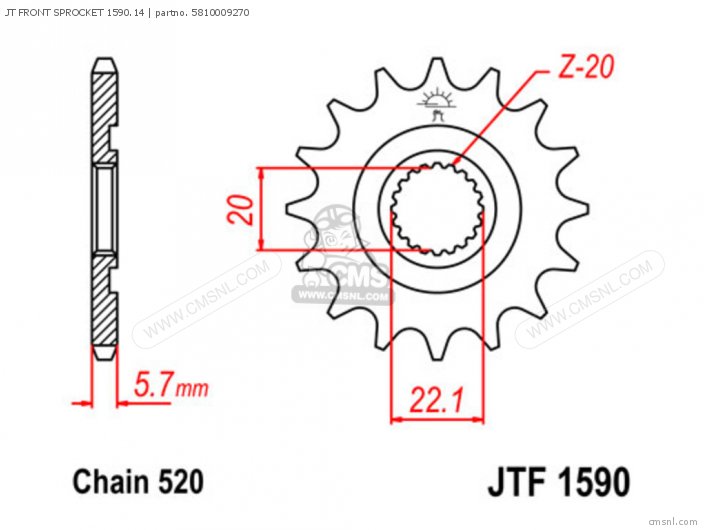 Tsubaki JT FRONT SPROCKET 1590.14 5810009270