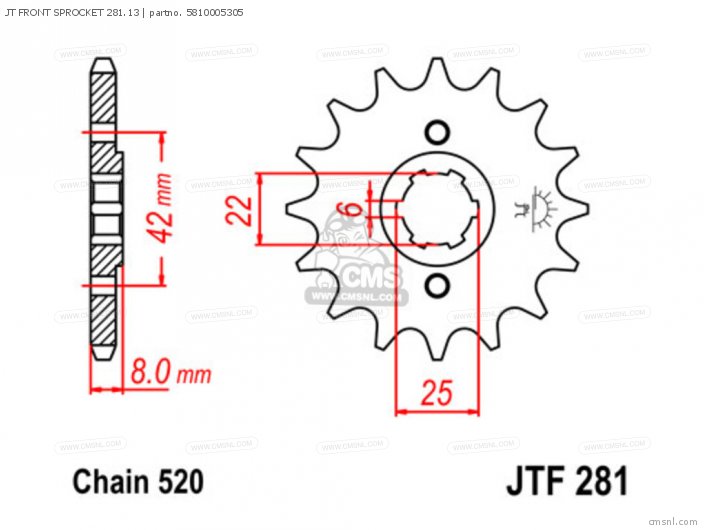 Tsubaki JT FRONT SPROCKET 281.13 5810005305