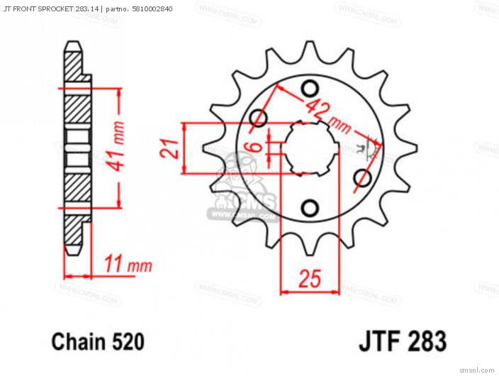 Tsubaki JT FRONT SPROCKET 283.14 5810002840