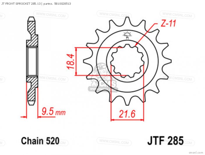 Tsubaki JT FRONT SPROCKET 285.13 5810028513