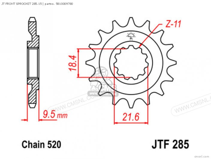 Tsubaki JT FRONT SPROCKET 285.15 5810009780