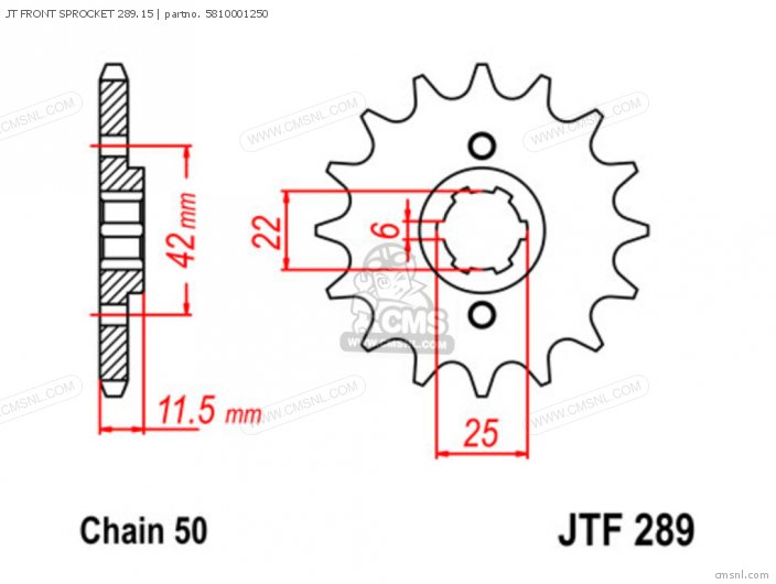 Tsubaki JT FRONT SPROCKET 289.15 5810001250