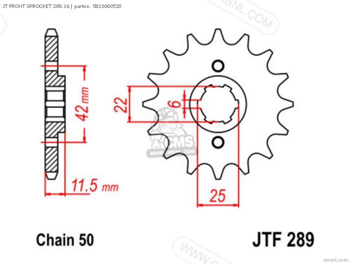 Tsubaki JT FRONT SPROCKET 289.16 5810000520